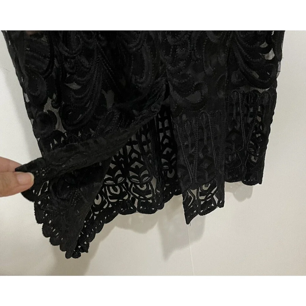 Bardot Sheath Dress Womens 10 Midi Black Lace‎ V-Neck Lined